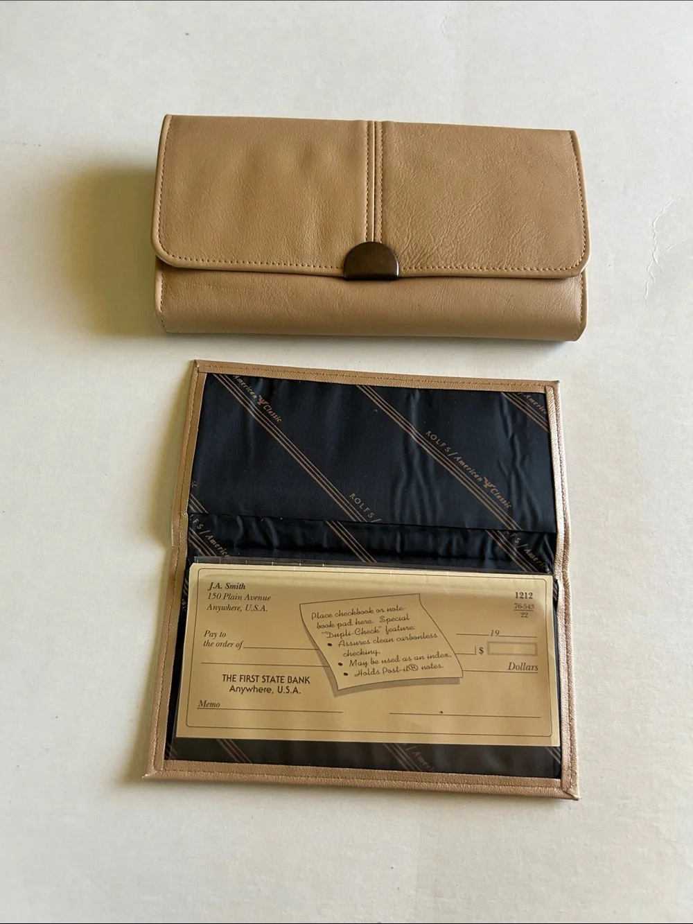 Rolfs Smooth Tan Clutch Wallet with Metal Snap - Picture 4 of 5